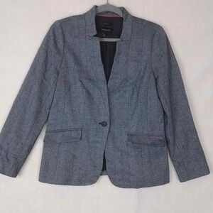 Talbots Aberdeen Blazer Womens Sz 10 Black Tweed Career‎ Jacket Cotton Blend
